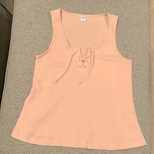 Pink lace up tank